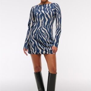 Abercrombie Blue and White Zebra Print Dress with tie back Size Small T